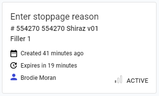 The same task notification card updated to show it is active and now assigned to a user.