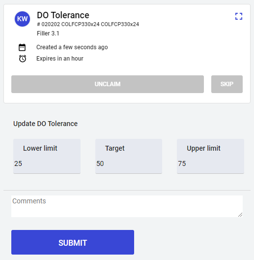 Update Order Tolerance Data Type field.